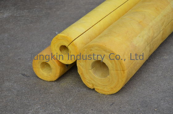 উচ্চ তাপমাত্রা গ্লাস উলের পাইপ অন্তরণ, হলুদ Glasswool পাইপ কভার